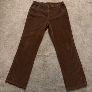 Woolrich Women's Brown Corduroy Flat Front Straight Pant Mid-Rise, Size 12 35x29
